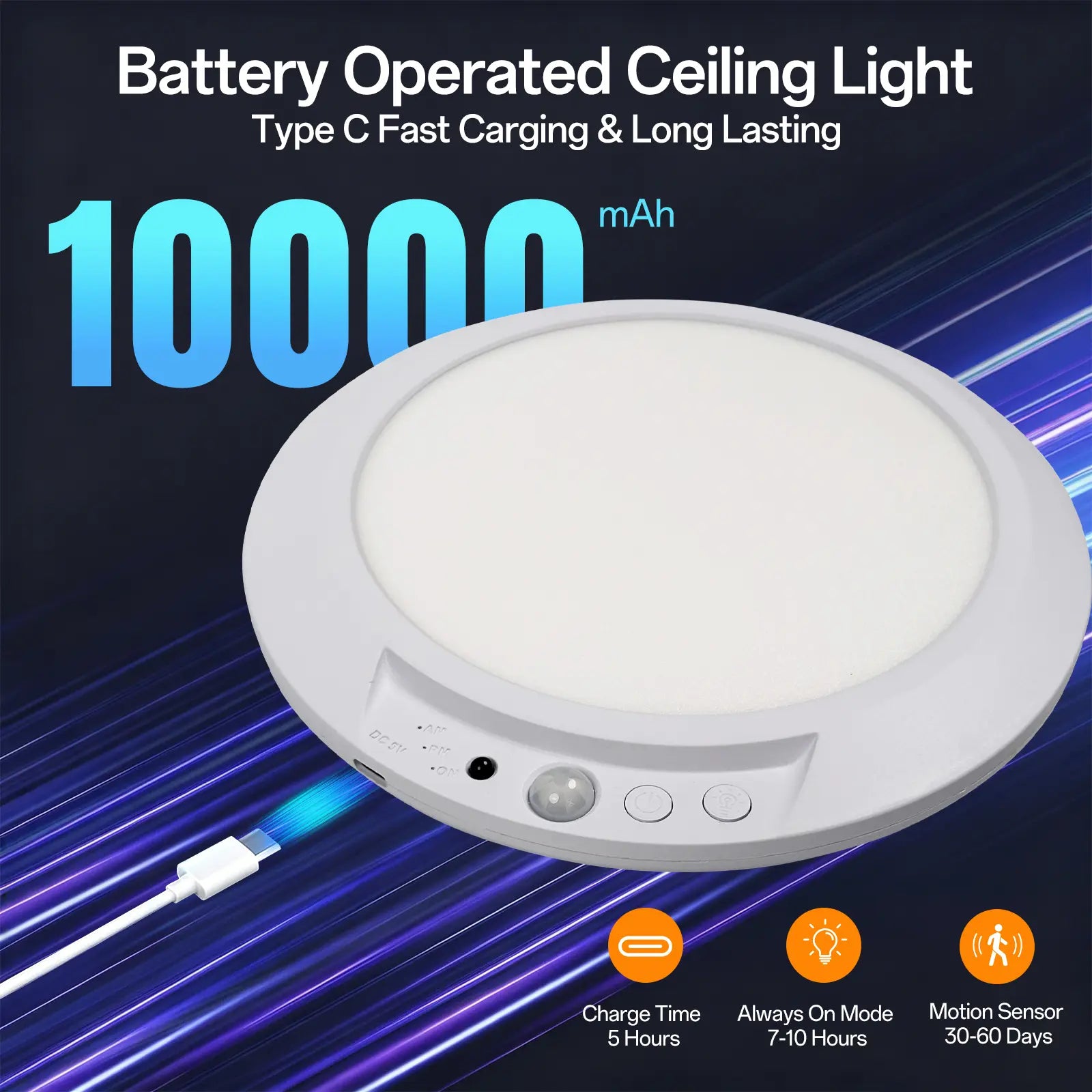 Rechargeable Motion Sensor Ceiling Light with Remote - Magnetic Wireless Ceiling Light Battery Powered for Closet Shower Stairs Shed Hallway Porch Patio Ect