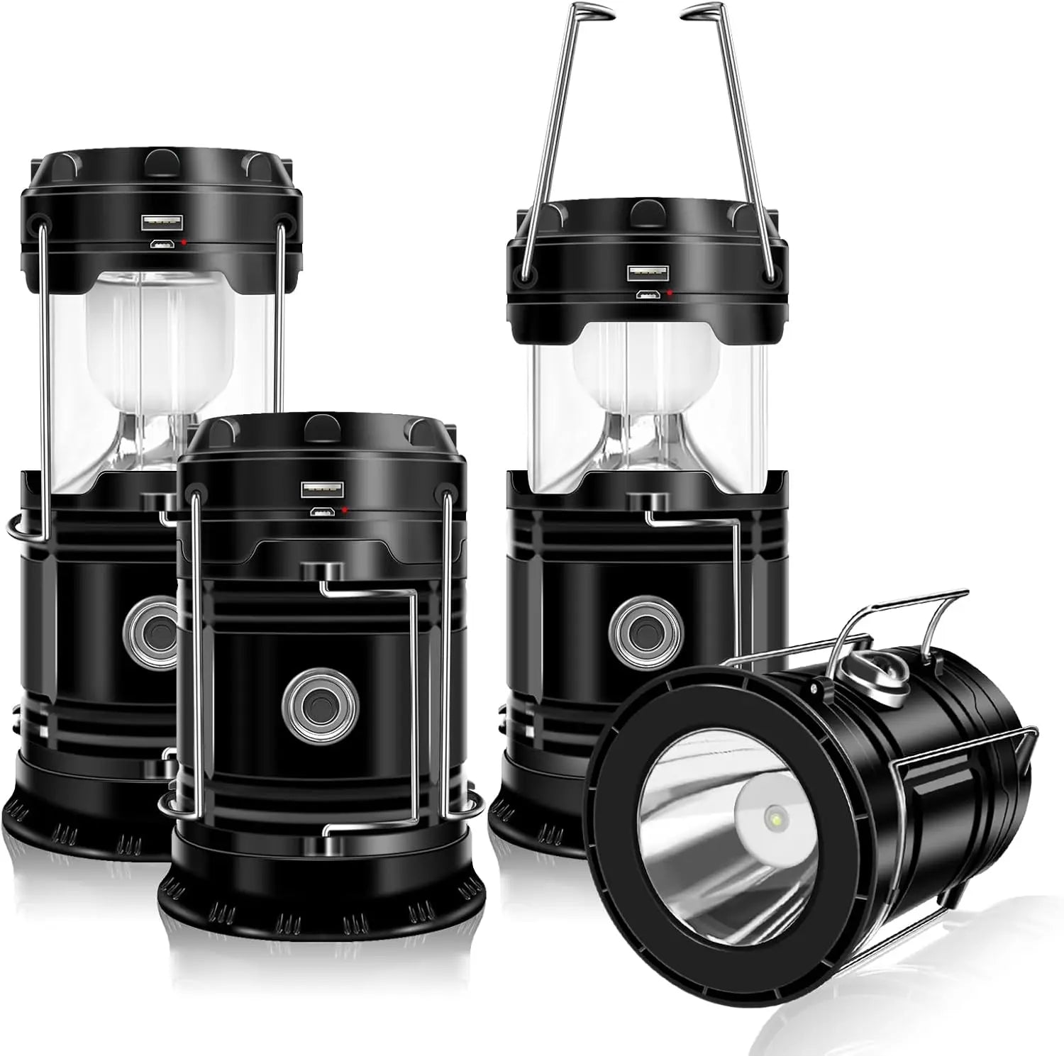 2026 Upgrade Solar Lantern Flashlights Charging for Phone, USB Rechargeable Led Camping Lantern, Collapsible & Portable for Emergency, Hurricanes, Power Outage, Storm