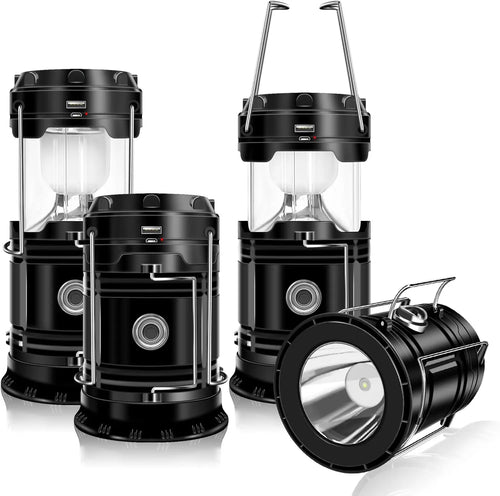 2026 Upgrade Solar Lantern Flashlights Charging for Phone, USB Rechargeable Led Camping Lantern, Collapsible & Portable for Emergency, Hurricanes, Power Outage, Storm