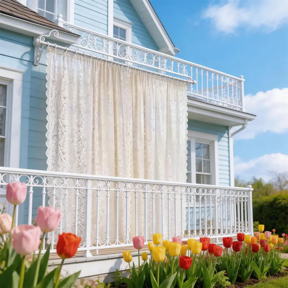 2-Pack Outdoor Curtains, Window Drapes, Paisley Lace Breathable Window Shades, Rod Pocket Hanging, Suitable for Patio Pavilion Garden, Polyester Material