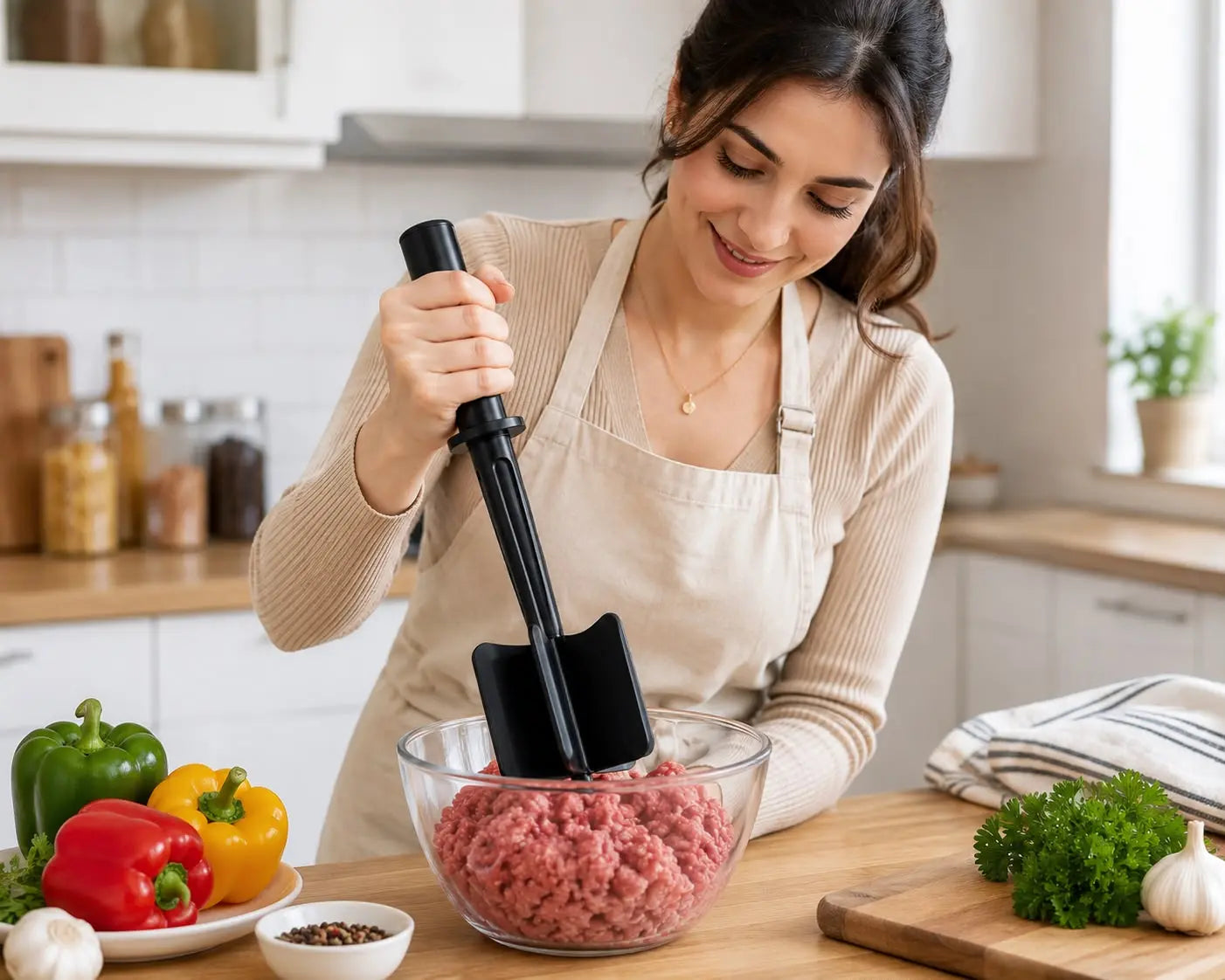 Premium Meat Chopper Kitchen Tool | Non-Stick Ground Beef Masher & Hamburger Mixer