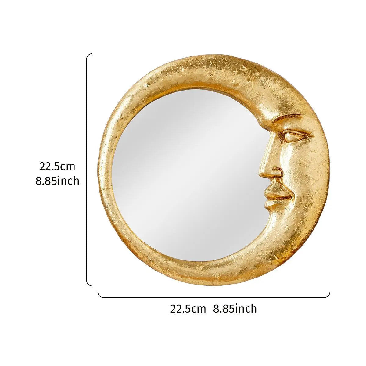Round Wall Mirror with Moon and Face Design, Resin Wall-Mounted Home Decorative Mirror for Living Room and Bedroom #GLOBAL PICKS