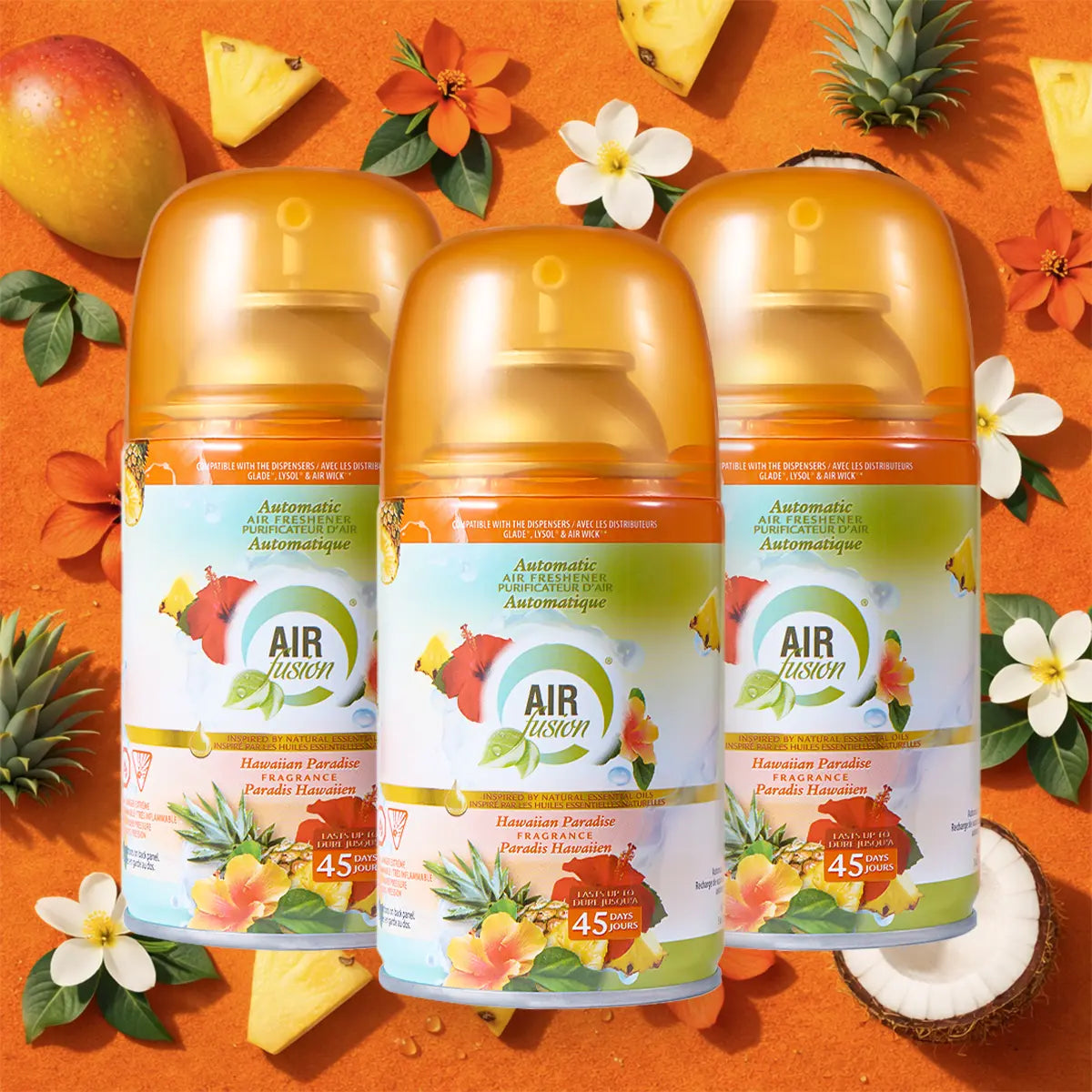 AIR FUSION 3-Pack Aroma Blend Bathroom Freshener Spray - 5 Oz Each, Delightful Floral & Fruity Scents, Easy-to-Use for Daily Freshness