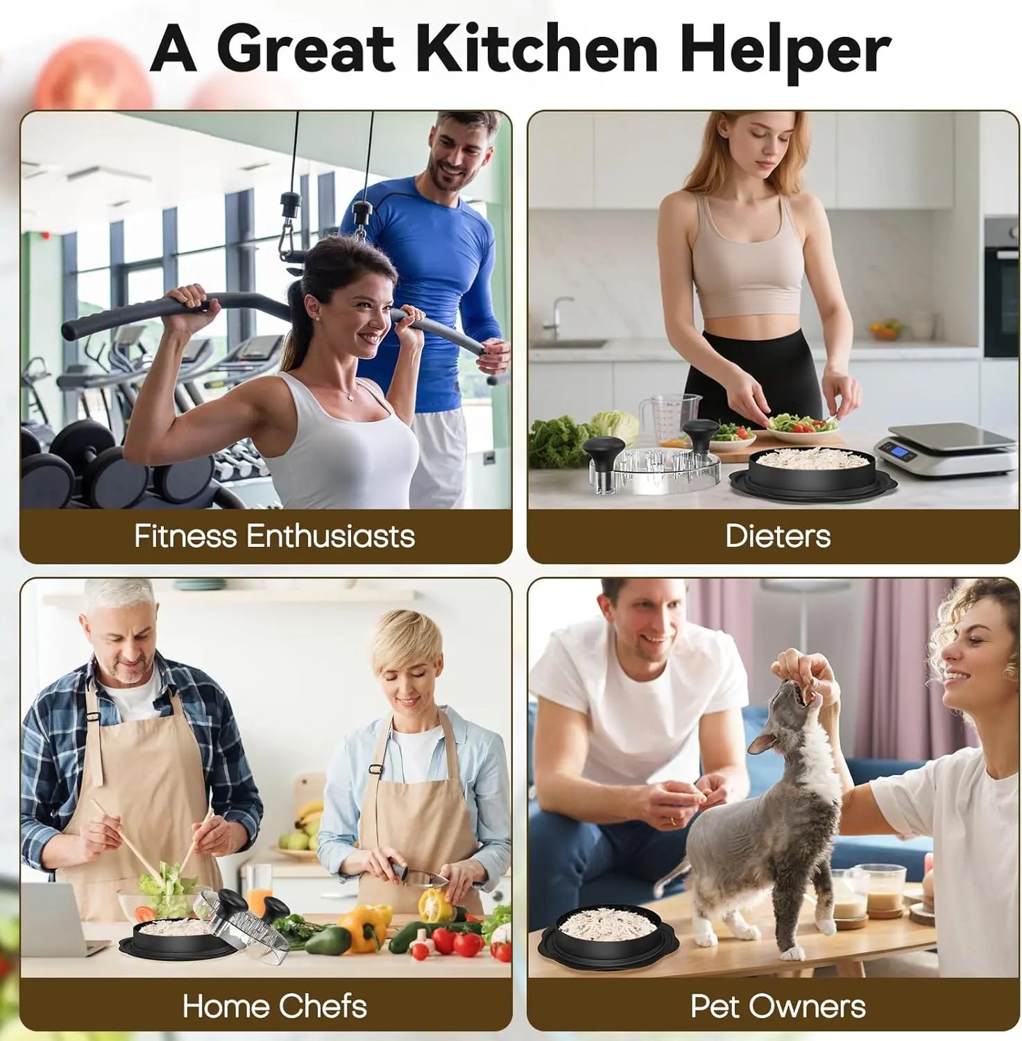10" Pro Chicken Shredder Tool Twist Large for Kitchen, Bpa-Free Food-Safe Meat Grinder, Visible Chicken Breast Meat Shredder with Strong Anti-Slip Bottom & Ergonomic Handle, Black
