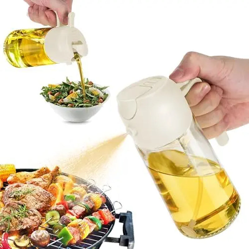 16Oz/470Ml Oil Dispenser Bottle for Kitchen - 2 in 1 Olive Oil Dispenser & Sprayer - Multicolor Kitchenware for Cooking, Salad, Barbecue Tools Utensils Green Home