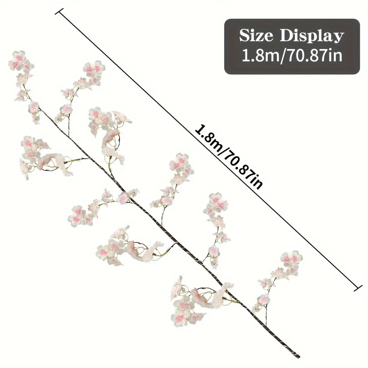 1Pc 100 LED Cherry Blossom Willow Vine Light with Flower Home Valentine'S Day Decor, USB Powered Party Wall Decorations String Lights Branches Enchanted Fairy Lights, 1.8M/ 5.90Ft Lighted Twig Vine Mantle Firepalce Wedding Love Ambiance Decor