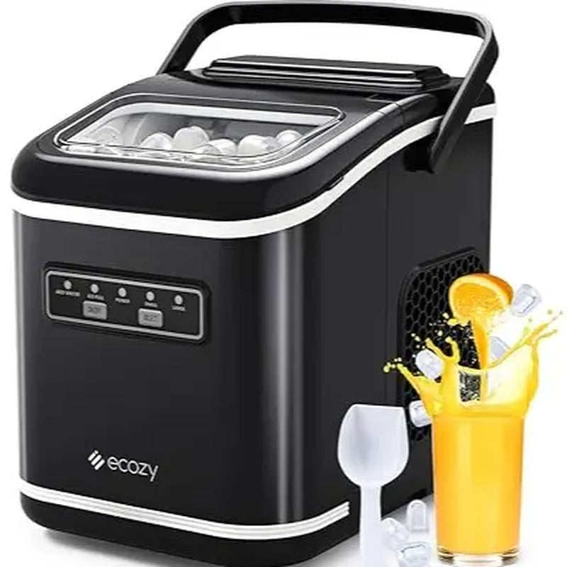 Ecozy Portable Countertop Ice Maker, 8 Ice Cubes in 6 Minutes, 26 Lbs Daily Output,Self-Cleaning with Ice Bags, Scoop, and Basket Kitchenware Home