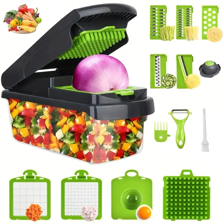 Multifunctional Vegetable & Fruit Chopper, Manual Kitchen Slicer & Dicer, Ideal for Squash Noodles, Onions, Meat & French Fries, Durable Food Prep Tool #GLOBAL PICKS