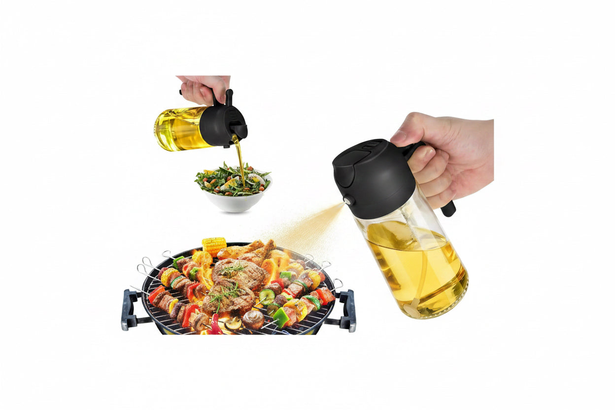 16Oz/470Ml Oil Dispenser Bottle for Kitchen - 2 in 1 Olive Oil Dispenser & Sprayer - Multicolor Kitchenware for Cooking, Salad, Barbecue Tools Utensils Green Home