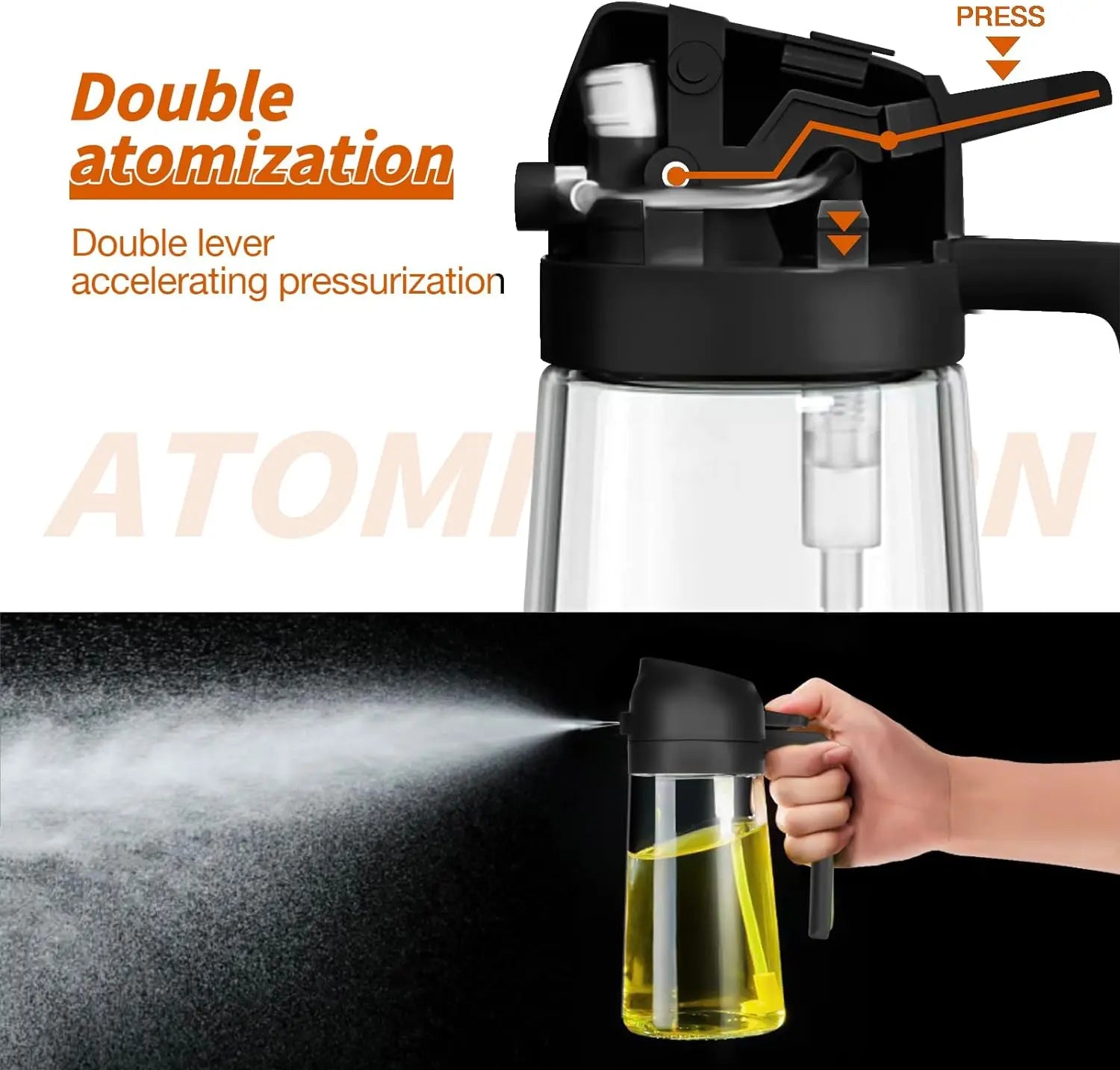 16Oz/470Ml Oil Dispenser Bottle for Kitchen - 2 in 1 Olive Oil Dispenser & Sprayer - Multicolor Kitchenware for Cooking, Salad, Barbecue Tools Utensils Green Home
