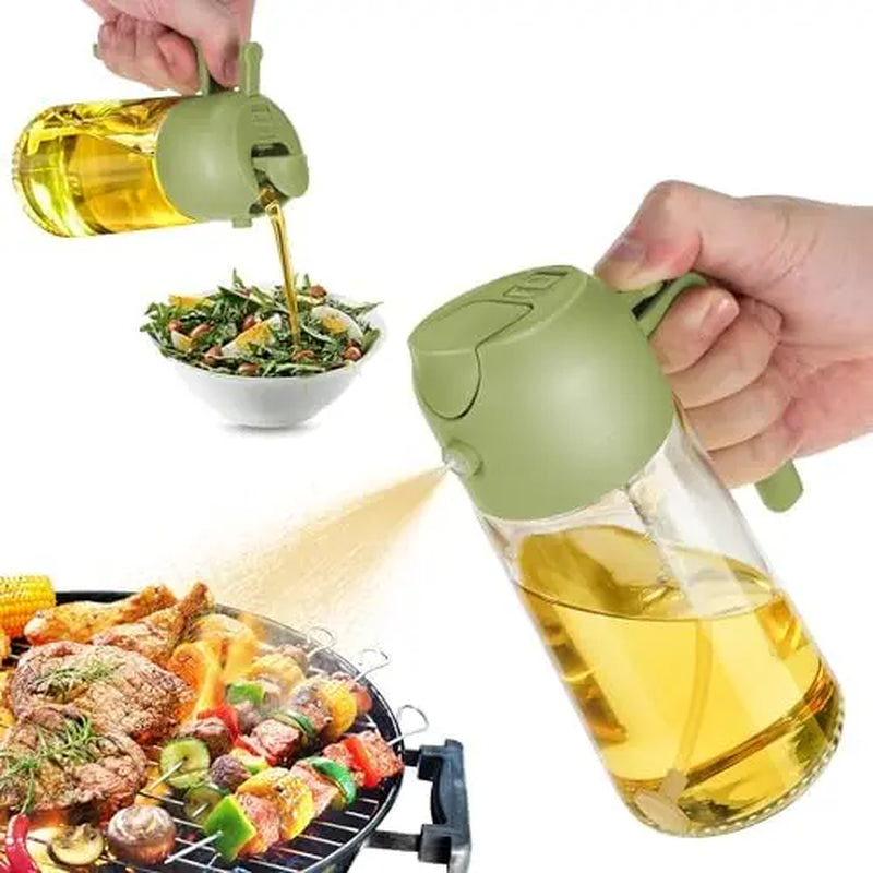 16Oz/470Ml Oil Dispenser Bottle for Kitchen - 2 in 1 Olive Oil Dispenser & Sprayer - Multicolor Kitchenware for Cooking, Salad, Barbecue Tools Utensils Green Home