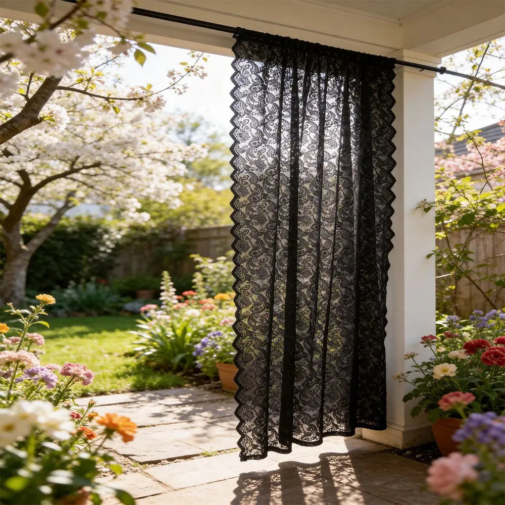 2-Pack Outdoor Curtains, Window Drapes, Paisley Lace Breathable Window Shades, Rod Pocket Hanging, Suitable for Patio Pavilion Garden, Polyester Material