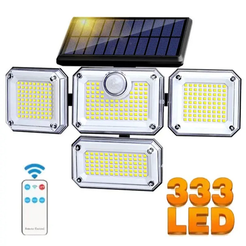 Solar Motion Sensor Outdoor Lights, 4-Head 333 LED Security Flood Light, 270° Wide Angle with 3 Modes, Waterproof for Garden Patio Yard, Easy Assembly & Portable, 2026 New for Mother'S Day Gift